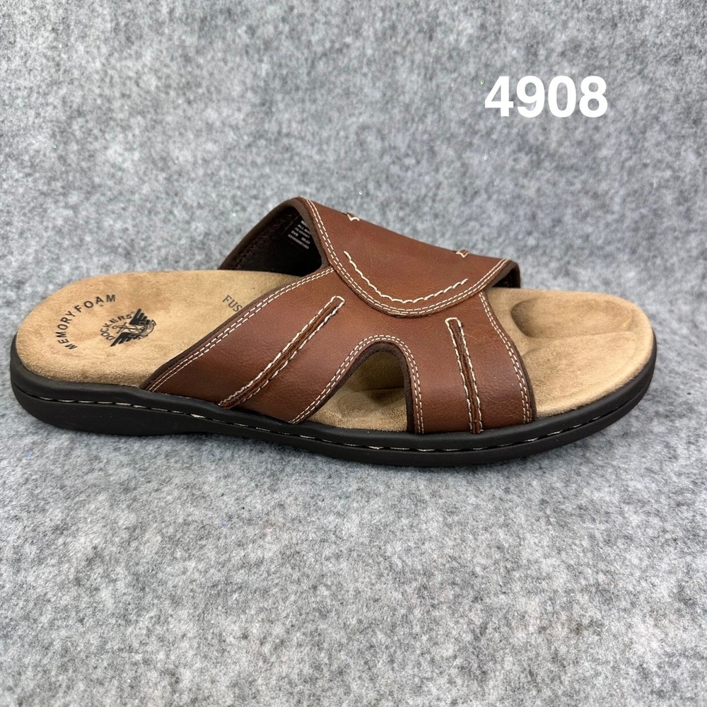 Dockers Sandals Mens 12M Sunland Slides Brown Memory Foam Open Toe Shoes New